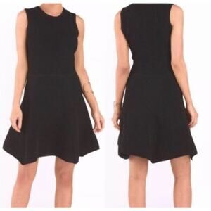 Torn By Ronny Kobo Chevron Striped Ribbing Fit Flare Black Cocktail Dress Large